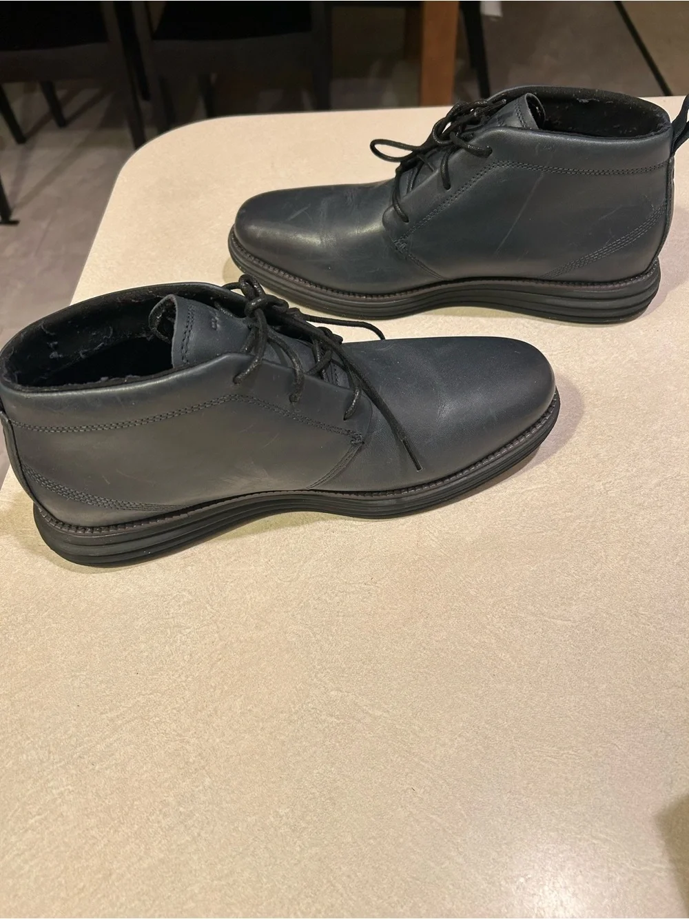 Cole Haan Men's Navy Blue Leather Lace-Up Chukka Boots - Waterproof 10.5
